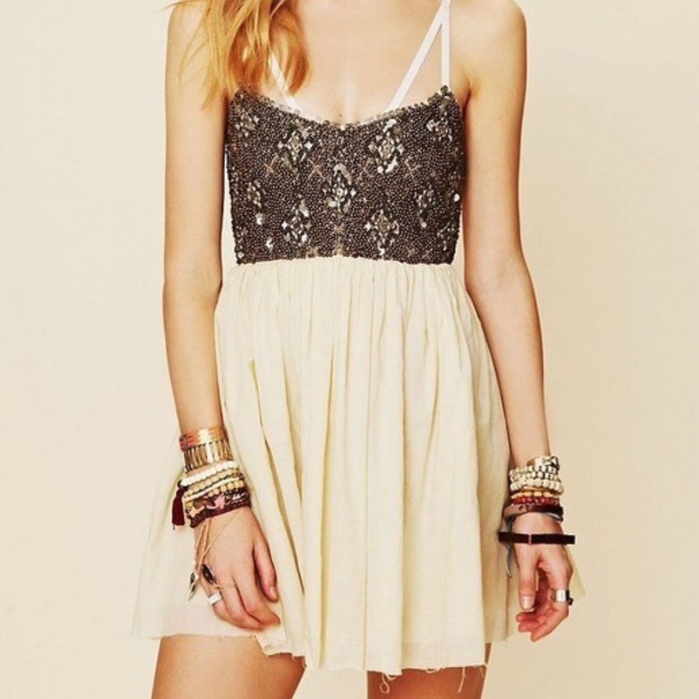 Free People One Teaspoon Gold Rush Beaded Dress